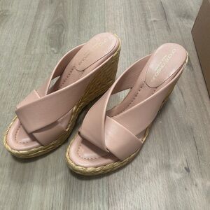 Andre Assous Pink Wedge Sandals